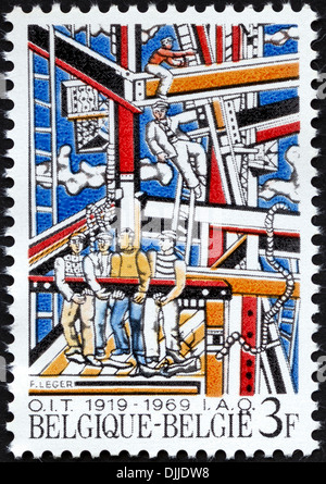 Belgique timbre 3F avec 50e anniversaire de l'Organisation internationale du Travail 1919 - 1969 publié 1969 Banque D'Images