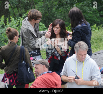 Kristen Wiig et Ben Stiller vu sur l'ensemble de leur nouveau film ' vie secrète de Walter Mitty' dans Central Park à New York City USA - Banque D'Images