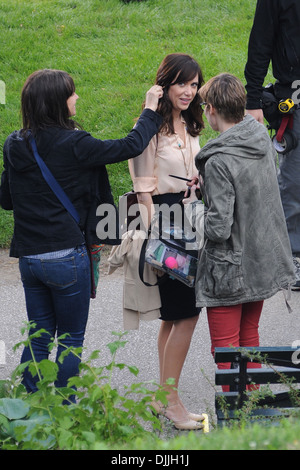 Kristen Wiig et Ben Stiller vu sur l'ensemble de leur nouveau film ' vie secrète de Walter Mitty' dans Central Park à New York City USA - Banque D'Images
