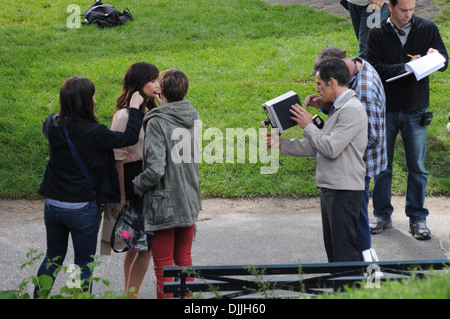 Kristen Wiig et Ben Stiller vu sur l'ensemble de leur nouveau film ' vie secrète de Walter Mitty' dans Central Park à New York City USA - Banque D'Images