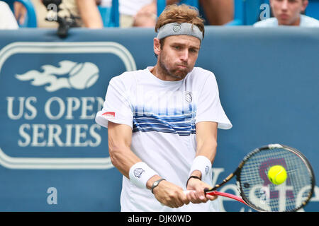 22 août 2010 - Mason, Ohio, États-Unis d'Amérique - Mardy Fish (USA) en action de jeu lors de la finale des hommes le dimanche à l'Ouest et le Sud de l'Tennis Masters tour joué au Lindner Family Tennis Center de Mason dans l'Ohio. (Crédit Image : © John Longo/ZUMApress.com) Southcreek/mondial Banque D'Images