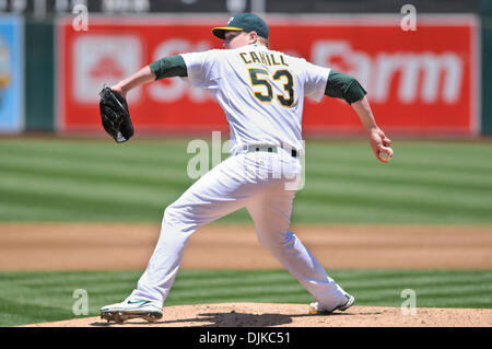 Septembre 04, 2010 - Oakland, CA, États-Unis - 11 juillet 2010, Oakland, CA, USA ; Oakland Athletics pitcher Trevor Cahill (53) emplacements de dimanche. L'athlétisme a battu les anges 5-2. (Crédit Image : © Scott Beley/global/ZUMApress.com) Southcreek Banque D'Images