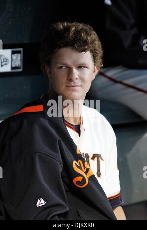 16 septembre 2010 - San Francisco, Californie, États-Unis d'Amérique - San Francisco Giants héberge les Dodgers de Los Angeles. Le lanceur partant des Giants de San Francisco Matt Cain (18) avant le match contre les Dodgers de Los Angeles. La défaite des Giants de San Francisco Los Angeles Dodgers 2 - 0. (Crédit Image : © Southcreek Dinno Kovic/global/ZUMApress.com) Banque D'Images