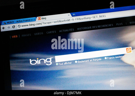 Site web français de Bing, le moteur de recherche. Banque D'Images