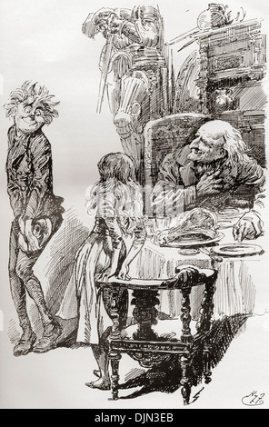 Kit. Illustration par Harry Furniss pour le roman de Charles Dickens The Old Curiosity Shop Banque D'Images