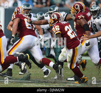 Oct 05, 2008 - Philadelphia, Pennsylvania, USA - Washington Redskins Runningback # 26 CLINTON PORTIS se brise à l'extérieur pour un long gain. Les Philadelphia Eagles perdu pour les Redskins de Washington 23-17 au Lincoln Financial Field à Philadelphie, PA. (Crédit Image : © Tom Briglia/ZUMA Press) Banque D'Images