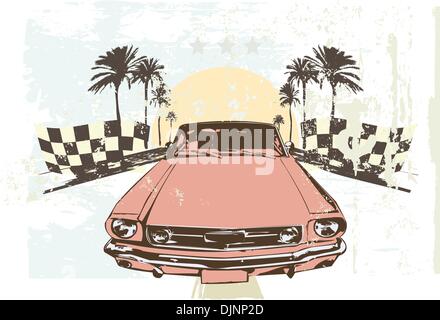 Vector illustration - voiture de course à grande vitesse sur grunge background Illustration de Vecteur