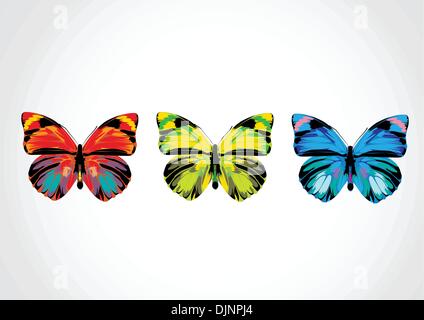 Vector Illustration - l'ensemble de beaux papillons multicolores aux couleurs vives Illustration de Vecteur