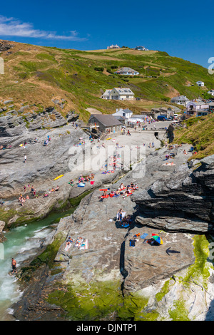 Trebarwith Strand Beach de North Cornwall, Angleterre, Royaume-Uni, Europe. Banque D'Images