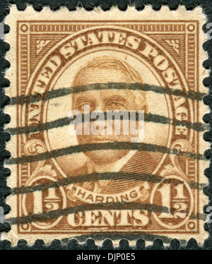 Timbre-poste imprimé aux États-Unis, un portrait de 29e président des États-Unis, Warren Gamaliel Harding Banque D'Images