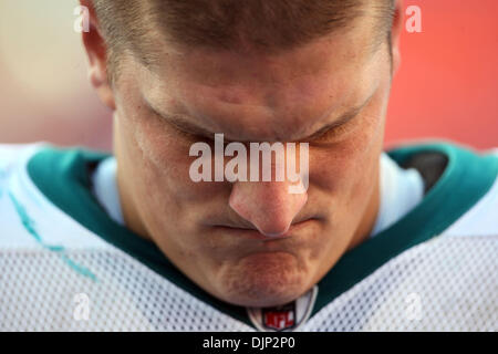 112308 dauphins spt--ÃŠ0058902A--Photo personnel par Allen Eyestone/Le Palm Beach Post...Miami Gardens, FL..stade Dolphin..New England Patriots à Miami Dolphins NFL football...Dolphin Jake longtemps pas l'écart. (Crédit Image : © Le Palm Beach Post/ZUMA Press) Banque D'Images