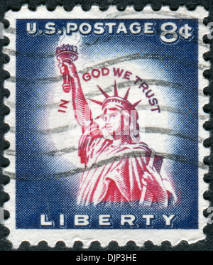USA - circa 1958 : un timbre-poste imprimé aux Etats-Unis, montre l'un des symboles d'Amérique, de la Statue de la liberté, vers 1958 Banque D'Images