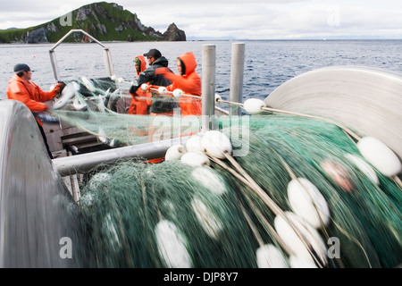 La pêche du saumon en face de l'Île Unimak Cap sur Pankoff dans l'Alaska Department of Fish and Game 'péninsule d'alaska" Banque D'Images