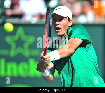 Le 01 avril 2010 - Key Biscayne, Floride, USA - THOMAS BERDYCH en action contre Fernando Verdasco au cours de dix jours de l'action Sony Ericsson Open 2010 à Crandon Park Tennis Center. Berdych a gagné 4-6, 7-6 (5), 6-4 (crédit Image : Â© Gaston De Cardenas/ZUMA Press) Banque D'Images