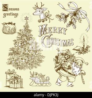 Vintage christmas doodles Illustration de Vecteur
