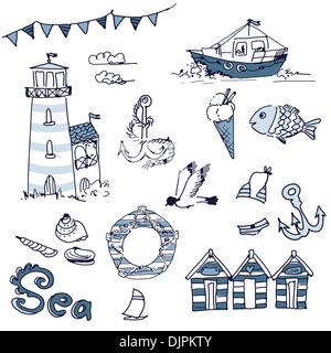 Gribouillis de mer Illustration de Vecteur