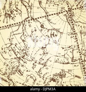 Vintage constellation du zodiaque du nord de l'étoile. Illustration de Vecteur