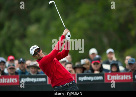 Sydney, Australie. 29 nov., 2013. Le golfeur australien Adam Scott joue à l'Unis d'Australie à Sydney, Australie, le 29 novembre, 2013. L'Unis Australian Open est entré dans la deuxième ronde, vendredi. Le golfeur australien Adam Scott a pris un coup d'avance sur deux de Rory McIlroy Irlande du Nord. Credit : Golf Australie/Xinhua/Alamy Live News Banque D'Images