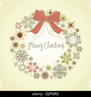 Vintage couronne de Noël faites à partir de flocons Illustration de Vecteur