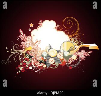 Vector illustration ensemble d'éléments floraux décoratifs tourbillonnant s'épanouit Illustration de Vecteur