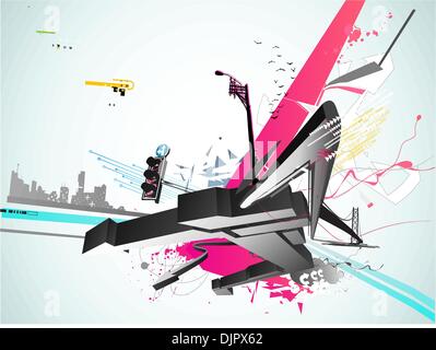 Illustration Vecteur de fond urbain de décoration de style Illustration de Vecteur