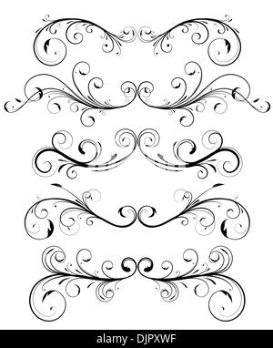 Vector set de décoration floral ornament règles page Illustration de Vecteur