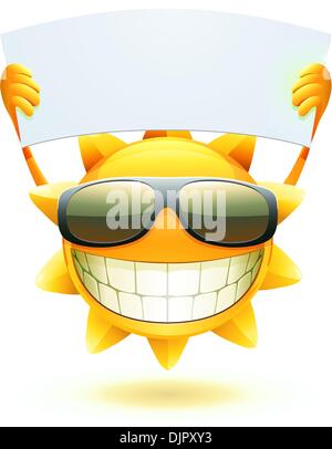 Vector illustration of cool cartoon happy summer sun en lunettes avec ouverture vierge Illustration de Vecteur