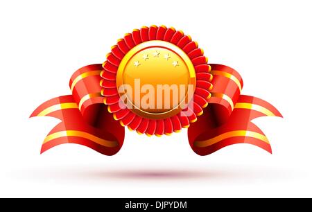 Vector illustration de badge et le ruban rouge Illustration de Vecteur
