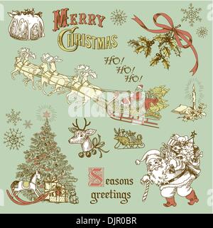 Vintage Christmas doodles Illustration de Vecteur