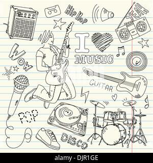 La musique cool Doodles Illustration de Vecteur