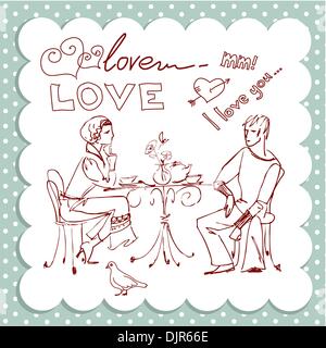 Dans le café et dans l'amour Illustration de Vecteur