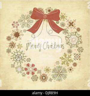 Vintage couronne de Noël faites à partir de flocons Illustration de Vecteur