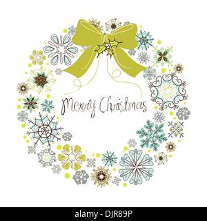 Vintage couronne de Noël faites à partir de flocons Illustration de Vecteur