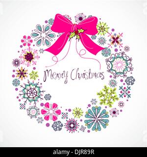 Couronne de Noël colorés faits de flocons Illustration de Vecteur