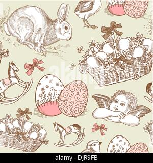 Vintage Easter Seamless background Illustration de Vecteur