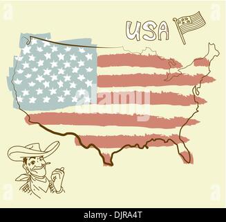 USA map avec US flag Illustration de Vecteur