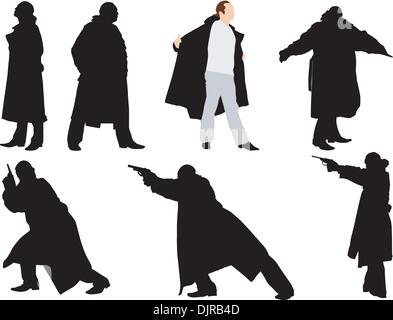 Une collection de silhouettes de gangsters. Vector Illustration de Vecteur