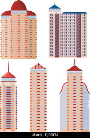 Série d'illustrations vectorielles d'immeubles Illustration de Vecteur