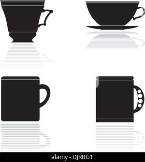 Jeu de silhouettes vecteur de tasses à thé Illustration de Vecteur