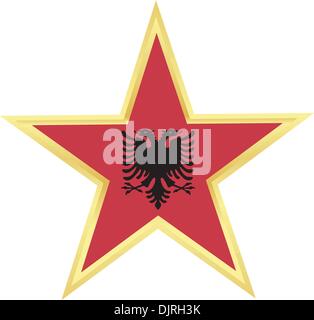 Gold Star avec un drapeau de l'Albanie Illustration de Vecteur