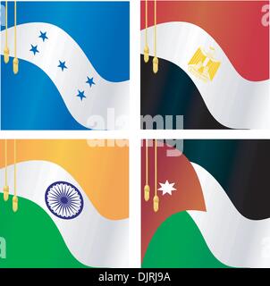 Collection d'illustrations vectorielles de drapeaux de l'Inde, l'Égypte, la Jordanie, le Honduras Illustration de Vecteur