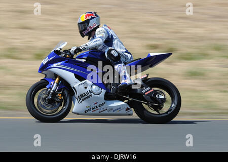 14 mai 2010 - Sonoma, Californie, États-Unis - 14 mai 2010 : Josh Herrin sur les tombes de l'équipe Yamaha YZF-R6 (8) rides au cours de la pratique de l'AMA Côte Ouest Moto Jam tenue à Infineon à Sonoma, CA. (Crédit Image : © Matt Cohen/ZUMApress.com) Southcreek/mondial Banque D'Images