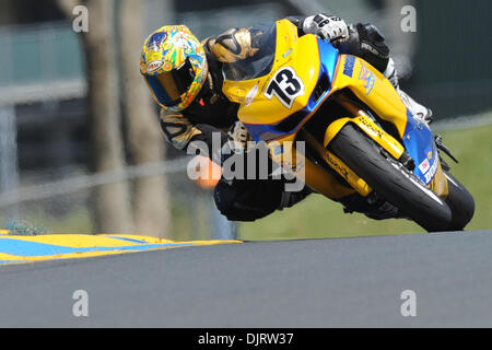 14 mai 2010 - Sonoma, Californie, États-Unis - 14 mai 2010 : Sebastiao Ferreira sur la Mantega Racing Suzuki GSX-R600 (73 tours) au cours de la pratique de l'AMA Côte Ouest Moto Jam tenue à Infineon à Sonoma, CA. (Crédit Image : © Matt Cohen/ZUMApress.com) Southcreek/mondial Banque D'Images