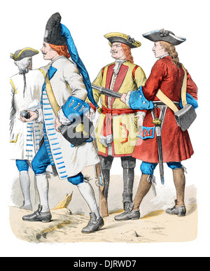 18e siècle XVIII 1700 soldats allemands d'infanterie et de dragons de l'agent Banque D'Images