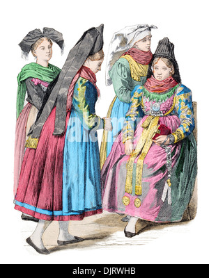 Fin xixe siècle XIX 1800 costumes allemand de Baden Württemberg Banque D'Images