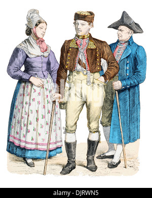 Fin xixe siècle XIX 1800 costumes allemand de Baden Württemberg Banque D'Images