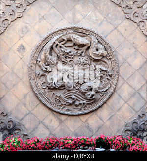 Cocarde avec dragon, Pingyao, Shanxi, Chine Banque D'Images