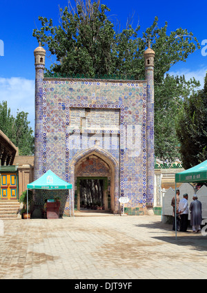 Portal de l'Afaq Khoja tombe, Kashgar (Kashi), la Préfecture de Kashgar, la région autonome ouïghoure du Xinjiang, Chine Banque D'Images