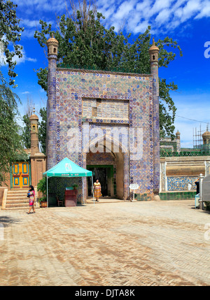 Portal de l'Afaq Khoja tombe, Kashgar (Kashi), la Préfecture de Kashgar, la région autonome ouïghoure du Xinjiang, Chine Banque D'Images