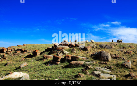 Route vers le lac Kol chanson, l'oblast de Naryn, Kirghizistan Banque D'Images